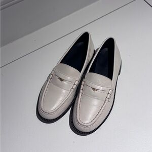 Freda Salvador Elba Penny Loafers - Bone Calf with Hardware